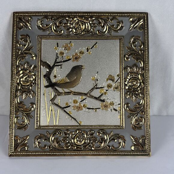 Sankyo Chokin Picture Music Box Gold Bird Cherry Blossom Amazing Grace - Picture 1 of 9
